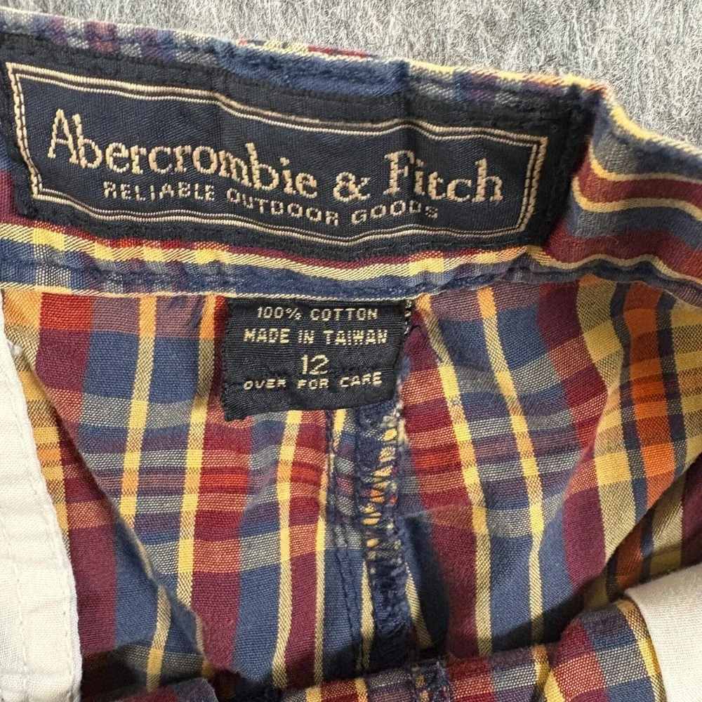 Abercrombie & Fitch Men's Chino Shorts Size 12 Mid Rise Multi-Color Plaid Casual